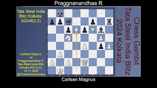 Carlsen Magnus vs Praggnanandhaa R TATA STEEL INDIA BLITZ 20242 2 [upl. by Cirderf624]