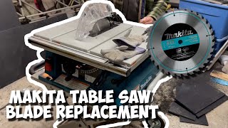 Makita Table Saw How to Replace Blade  Home Depot Rental [upl. by Dennison376]