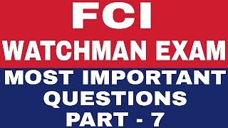 FCI WATCHMAN EXAM GK QUESTION IN HINDI  PART  7 [upl. by Forbes766]