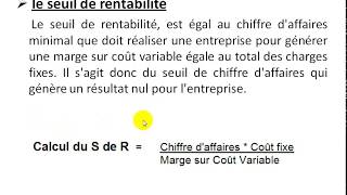 Comptabilité Analytique S3 partie 25 quot le coût partiel EP4  le seuil de rentabilité quot [upl. by Hickie]