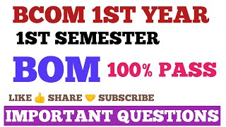 BOM MOST IMPORTANT QUESTIONS  BCOM 1ST YEAR 1ST SEMESTER [upl. by Robi639]