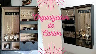 ORGANIZADOR DE CARTON PARA JOYERIA Y ACCESORIOS DE PARED  DIY CARDBOARD JEWELRY ORGANIZER [upl. by Aniale179]