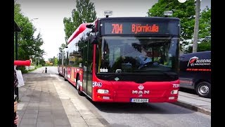 Sweden Stockholm ride with bus No 704 from Prostvägen to Flemingsberg [upl. by Arlina593]