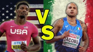 Fred Kerley vs Marcell Jacobs  the most epic 100m Clash [upl. by Assiran693]