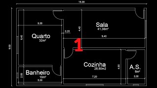 AutoCAD 01  Como fazer a Planta Baixa de um Apartamento  Parte 12 [upl. by Ledda]