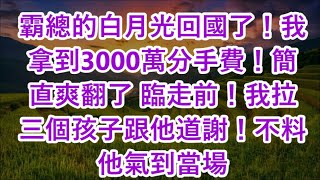 霸總的白月光回國了！我拿到3000萬分手費！簡直爽翻了 臨走前！我拉三個孩子跟他道謝！不料他氣到當場 [upl. by Dupuy]