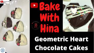 Geometric Heart Chocolate Cakes  By  Bake With Hina [upl. by Noah]