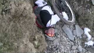 Mountain bike crash Guy Kesteven crashing on Snowdon [upl. by Annelg316]