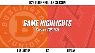 Game Highlights Burlington Jr Barracudas vs Nepean Jr Wildcats [upl. by Anailli]