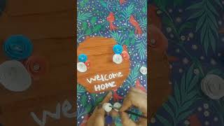 How to make welcome door hanger decor idea cardboard carft [upl. by Junina]