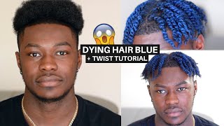 Twists on Mens Short Natural Hair  LOreal Colorista Blue Temporary Hair Dye [upl. by Sanoy]