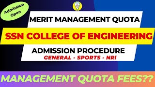 SSN College of Engineering Merit Management Quota Admission Procedure [upl. by Mitzi]