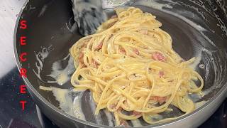 Pasta Carbonara in 17 minutes for dinner with creamless bacon at home [upl. by Retse312]