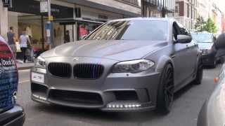 BMW HAMANN M5 F10 AKRAPOVIC EXHAUST SOUNDS IN LONDON [upl. by Eelyma]