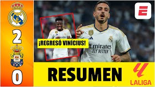 Real Madrid venció 20 a Las Palmas Y ES PUNTERO ¡REGRESO Vinícius Junior  La Liga [upl. by Juetta]