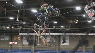 Check out the motorcycle highwire act happening at Kosair Shrine Circus this weekend [upl. by Eeryk]