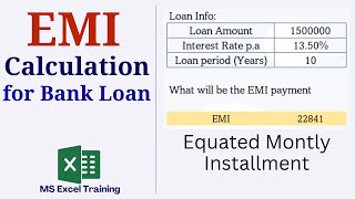 EMI Calculation in Excel  Equated Monthly Installment Payment for Bank Loan [upl. by Suzie]