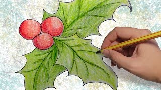 COMO DIBUJAR HOJAS DE ARBOLES DE NAVIDAD Dibujos de Navidad paso a paso facil para niños [upl. by Melcher]