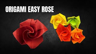 Easy origami rose  simple paper flower  origami flower  origami rose paper A4 [upl. by Freddie]