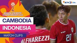 Cambodia vs Indonesia  Match Clips  Asean Boys Championship U19 2024 [upl. by Tannen]