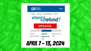 IRS Wheres My Refund Weekly Update  April 7  13 2024 [upl. by Leahplar]