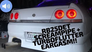 Nissan Skyline r33 screampipe and turbo flutter pure sound RB25DET [upl. by Tillinger946]