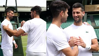 Djokovics Reaction When Alcaraz Came to His Training to Surprise Him  Wimbledon 2024 [upl. by Venetia441]