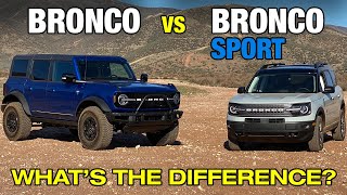 Ford Bronco vs Bronco Sport  10 Differences Between 2021 Bronco amp Bronco Sport  Price MPG amp More [upl. by Flam]