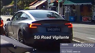 25nov2024 Siglap road SND255U tesla mode 3 fail to conform to red light signal [upl. by Attekal]