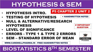 Hypothesis complete  SEM  Ch2 U 2 Probability  Biostatistics 8th Semester  Carewell pharma [upl. by Edwyna]