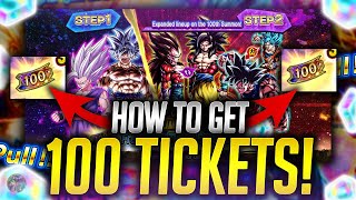 HOW TO GET 100 TICKETS FOR 3 LEGENDS LIMITED SUMMON GUARANTEED FESTIVAL 2023 Dragon Ball Legends [upl. by Standish]