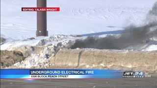 Penelec and fire crews battle underground fire on Peach Street [upl. by Pitt621]