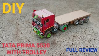 How to make cardboard rc truck । Tata Prima 5530 truck with trolley । full review 😱😱 [upl. by Lacombe486]