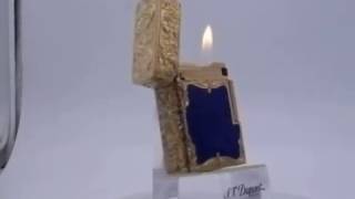 STDupont Solid Gold 18k blue Enamel Guilloche Ligne 1 Lighter [upl. by Briana]