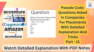 Pseudo Code For Infosys Capgemini Accenture Part 11 itjobs pseudocode interviewquestions [upl. by Annij]