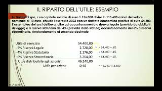 IL RIPARTO E DISTRIBUZIONE DELLUTILE NELLE SPA [upl. by Leachim]