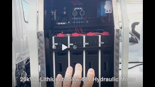 Hydraulic Service Truck runs 5kW hydraulic Motor NO GENSET using 20kWh Lithium and 66kw Scotty AI [upl. by Enirahtac]