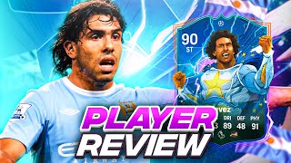 90 UEFA HEROES TEVEZ SBC PLAYER REVIEW  FC 24 Ultimate Team [upl. by Linnet]