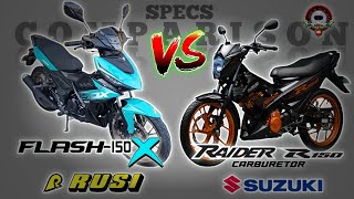 RUSI FLASH 150X vs SUZUKI RAIDER R150 CARB SPECS COMPARISON [upl. by Rosalba]