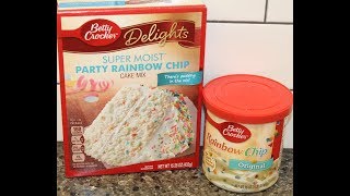 Betty Crocker Party Rainbow Chip Cake Mix amp Frosting – Preparation amp Review [upl. by Claudie]