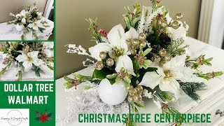 CHRISTMAS  WINTER DOLLAR TREE CHRISTMAS TREES CENTERPIECE DIY HIGH END GLAM FLORAL ARRANGEMENT EASY [upl. by Nerat]