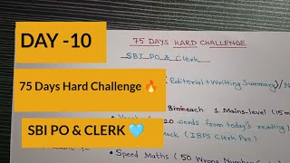 Day10  75 Days Hard Challenge 🔥 For SBI PO amp CLERK ❤️✌️ [upl. by Rimat]