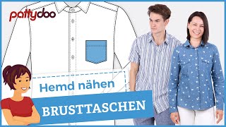 Anleitung Hemd nähen lernen  Teil 1 Vorderteile mit Brusttaschen [upl. by Garlinda]