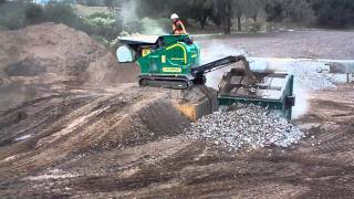 Lem Track 4825 mobile jaw crusher crushing concrete w vibrating screener part 1 [upl. by Nylanaj999]