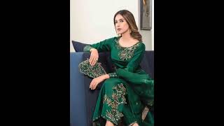 green colour dresses designs trending design haniaamir sajalaly saniamirza aroobkhan [upl. by Ikkir]