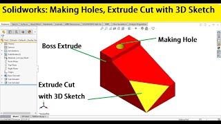 Solidworks  Extrude cut with 3D sketch [upl. by Asor]