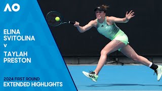 Elina Svitolina v Taylah Preston Extended Highlights  Australian Open 2024 First Round [upl. by Ardnahsal]