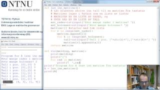 Python 2D lister  matriser Del 1 [upl. by Job824]