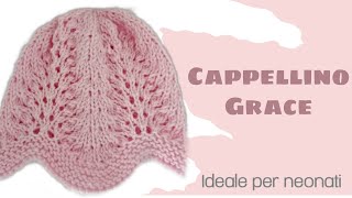 TUTORIAL Cappellino per neonati 03 mesi con Punto PAVONE [upl. by Catlaina]