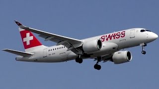 SWISS Bombardier CS100 HBJBA landing at Zurich Airport [upl. by Eniksre]